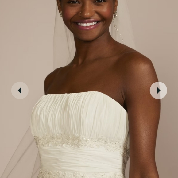 David's Bridal A-Line Chiffon Wedding Dress - Picture 2 of 6